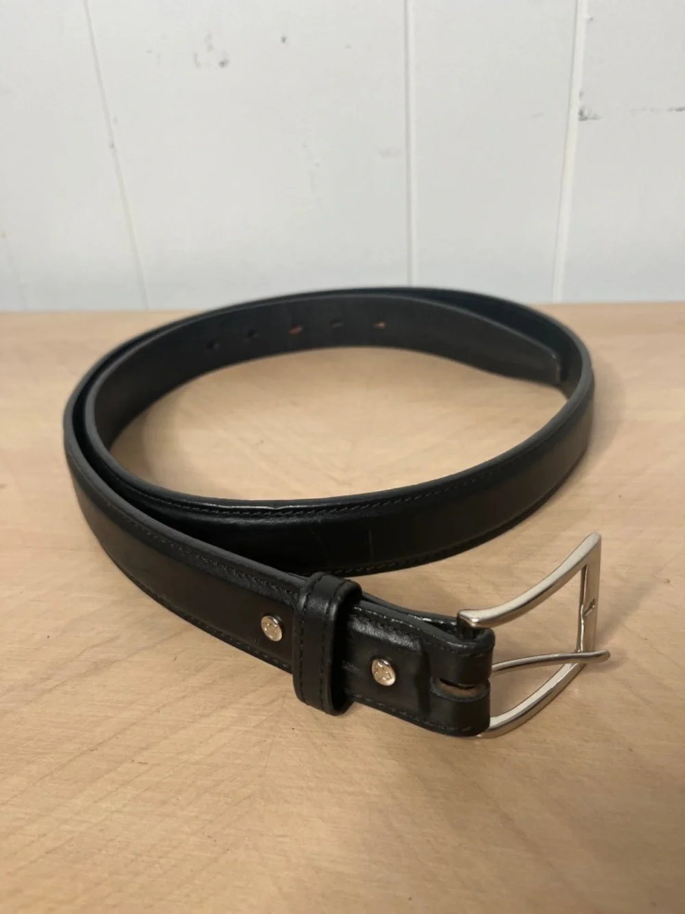 Galco Black Leather Men’s Belt with Silver Buckle Size 44